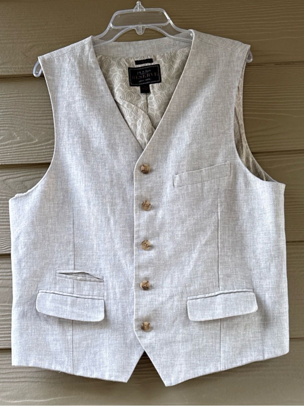 Jos. A. Bank Reserve Tailored Fit Linen Blend Waistcoat Vest Size XL